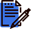 image of blue notebook and pen icon